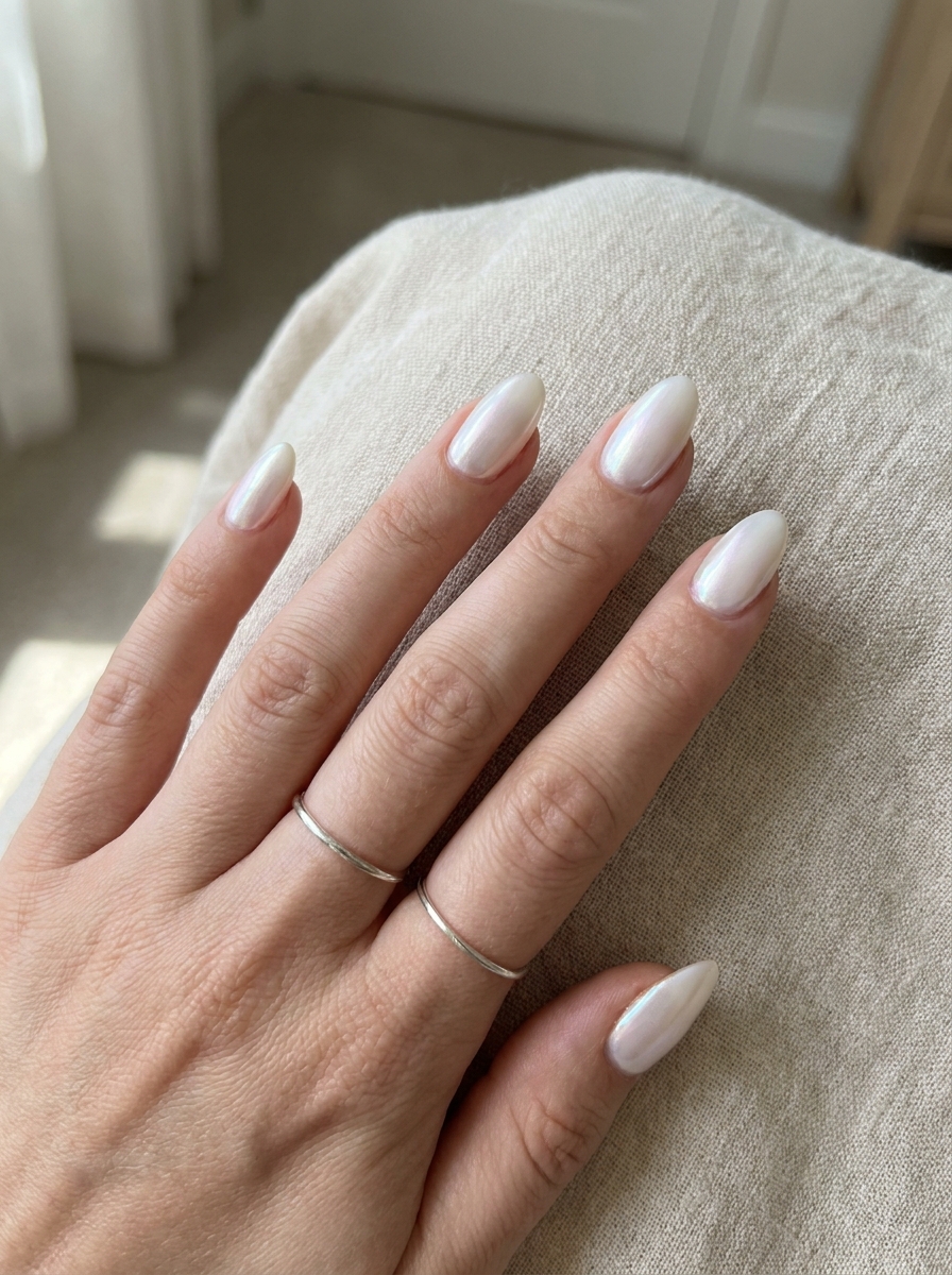 Iridescent White Y2K Nails als Y2K Nails Inspiration 2026